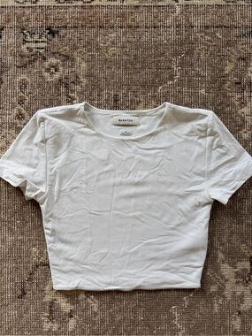 Babaton White Short Sleeve Crop Tee